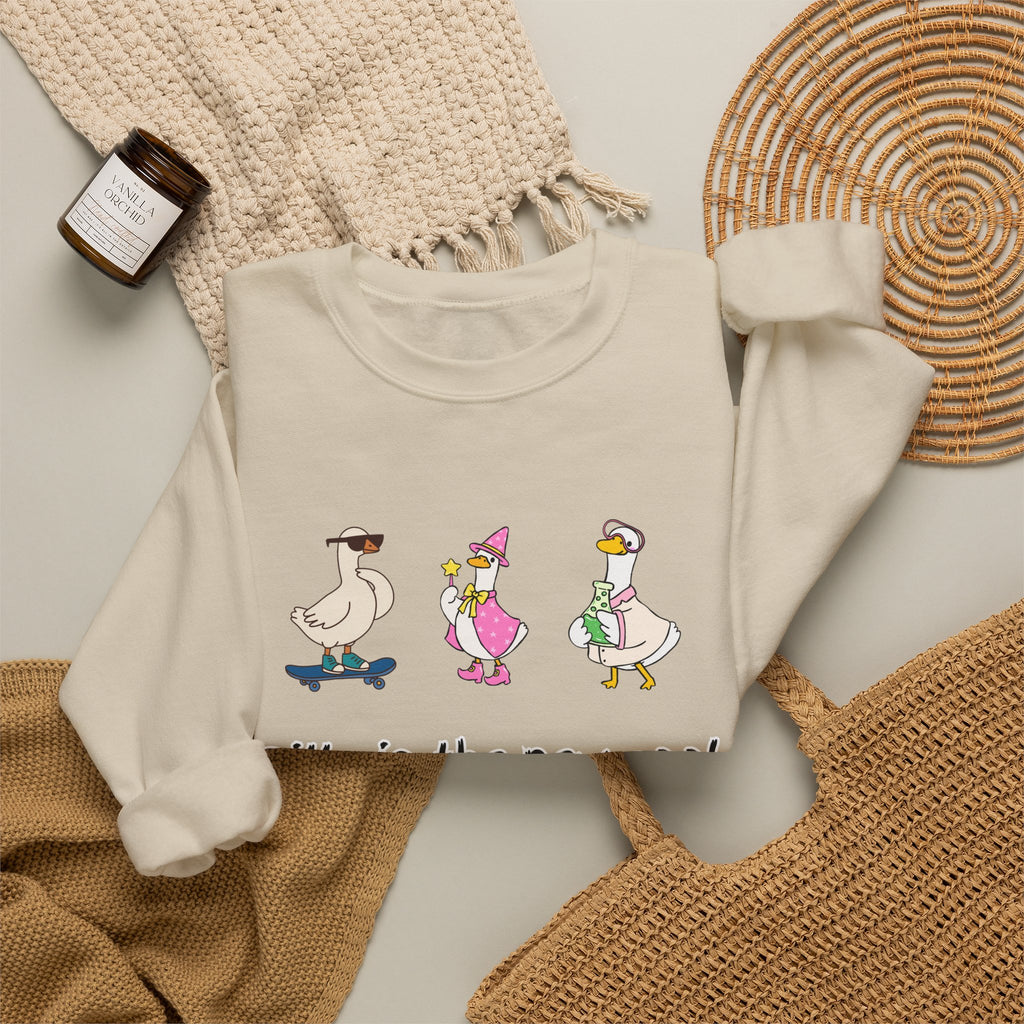 Silly Is The New Cool Sweatshirt — Cute Dancing Ducks Graphic Crewneck