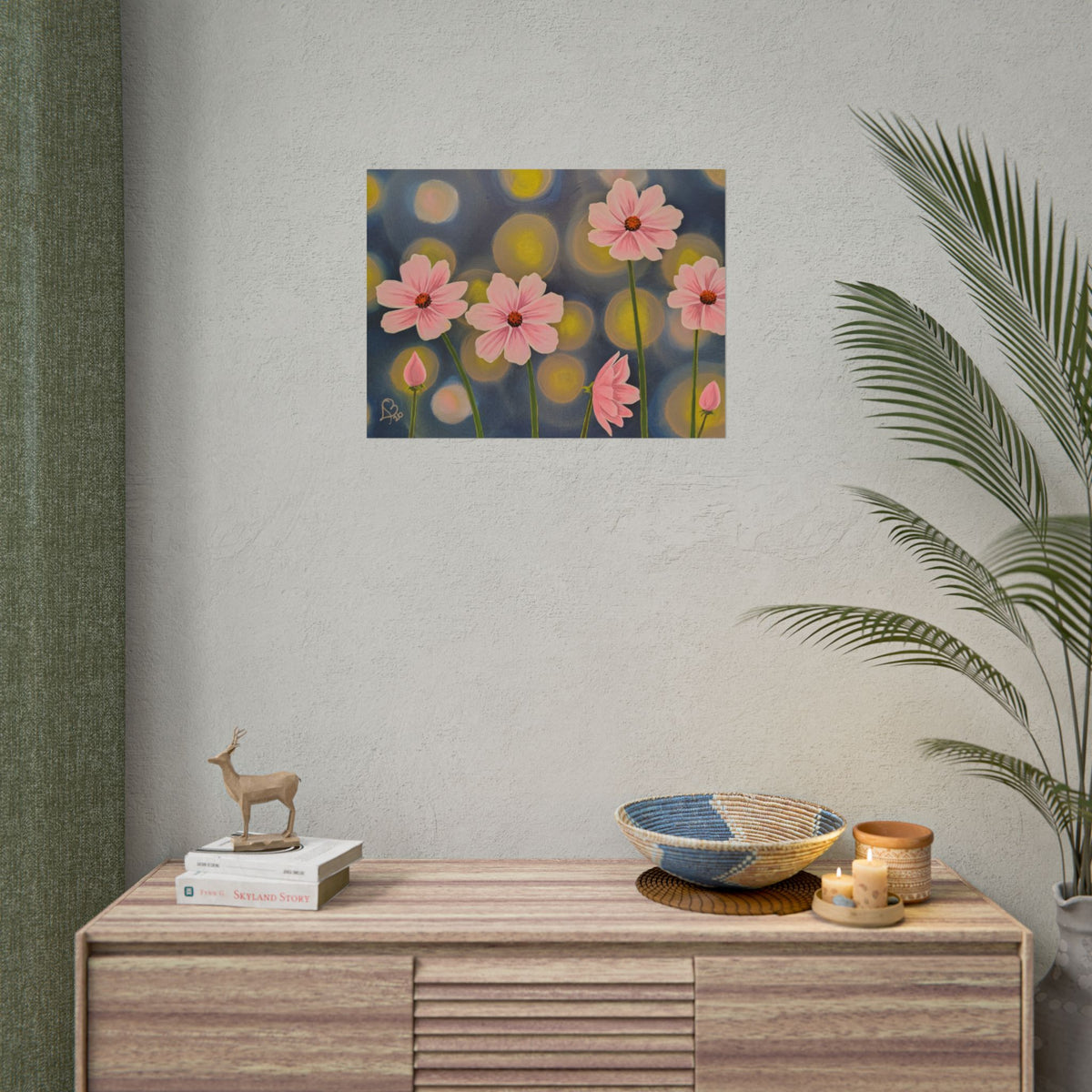 Backlit Flowers Poster — Rolled Wall Art with Bokeh Lights