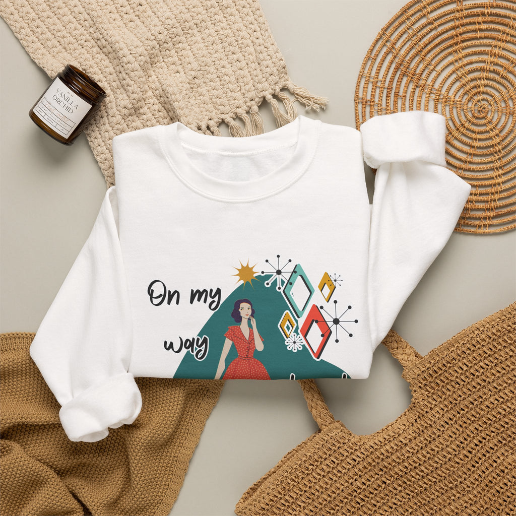 Crewneck Sweatshirt — "On My Way to Not Give a Shit" Retro Graphic