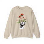 Mushroom Head Art Sweatshirt — Surreal Botanical Crewneck