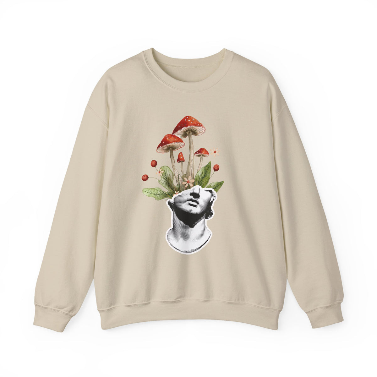 Mushroom Head Art Sweatshirt — Surreal Botanical Crewneck