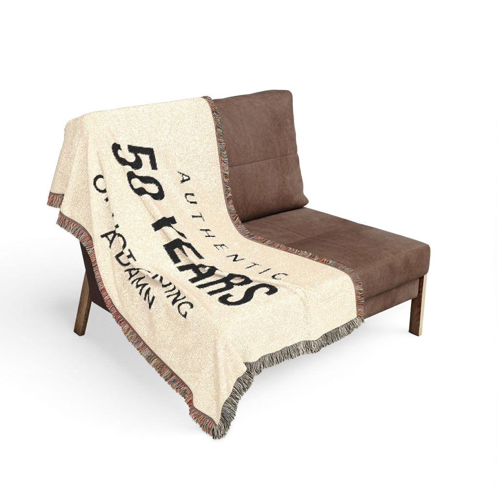 Personalized Woven Blanket — "Authentic 50 Years of Not Giving a Damn" Throw Blanket