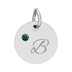 Personalize it!  Birthstone Circle Charm — Engraved Initial Pendant