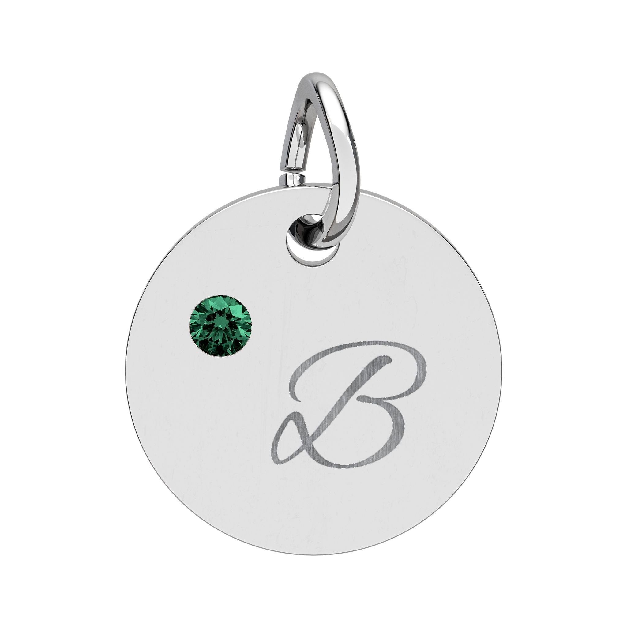 Personalize it!  Birthstone Circle Charm — Engraved Initial Pendant