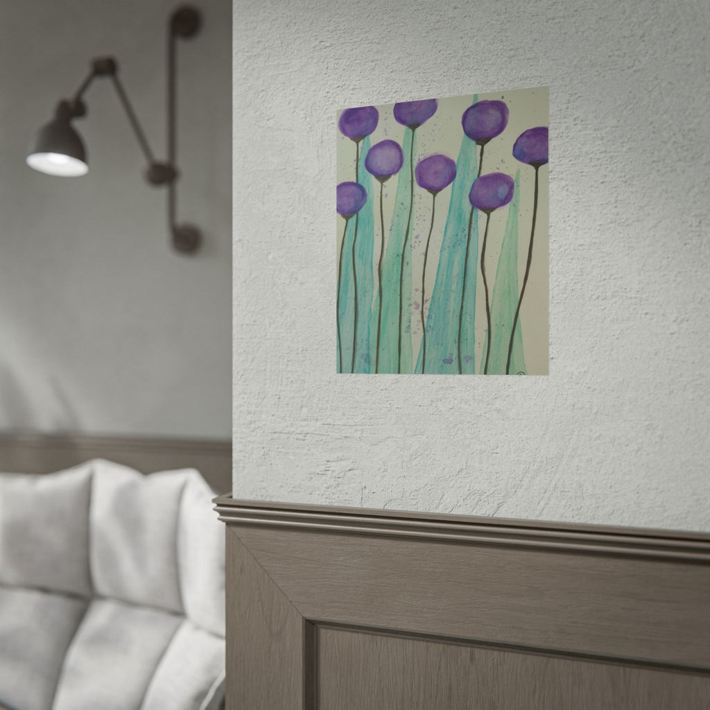Rolled Poster - Purple Watercolor Floral Stems Art Print
