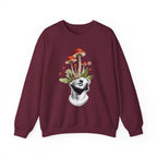 Mushroom Head Art Sweatshirt — Surreal Botanical Crewneck
