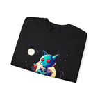 Alien Cat Crewneck Sweatshirt — Neon Cosmic Cat Graphic