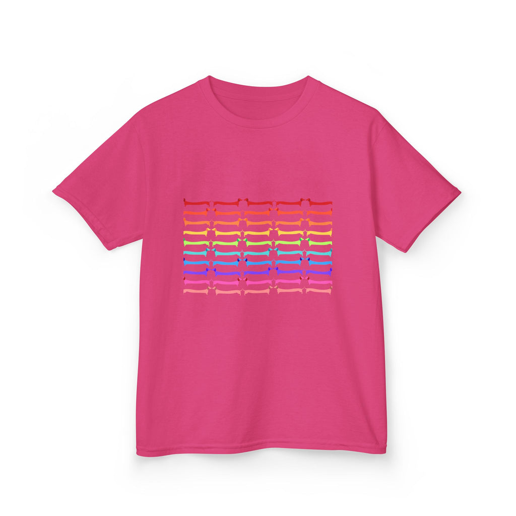Youth Rainbow Dachshund Pattern Cute Dog Graphic Tee