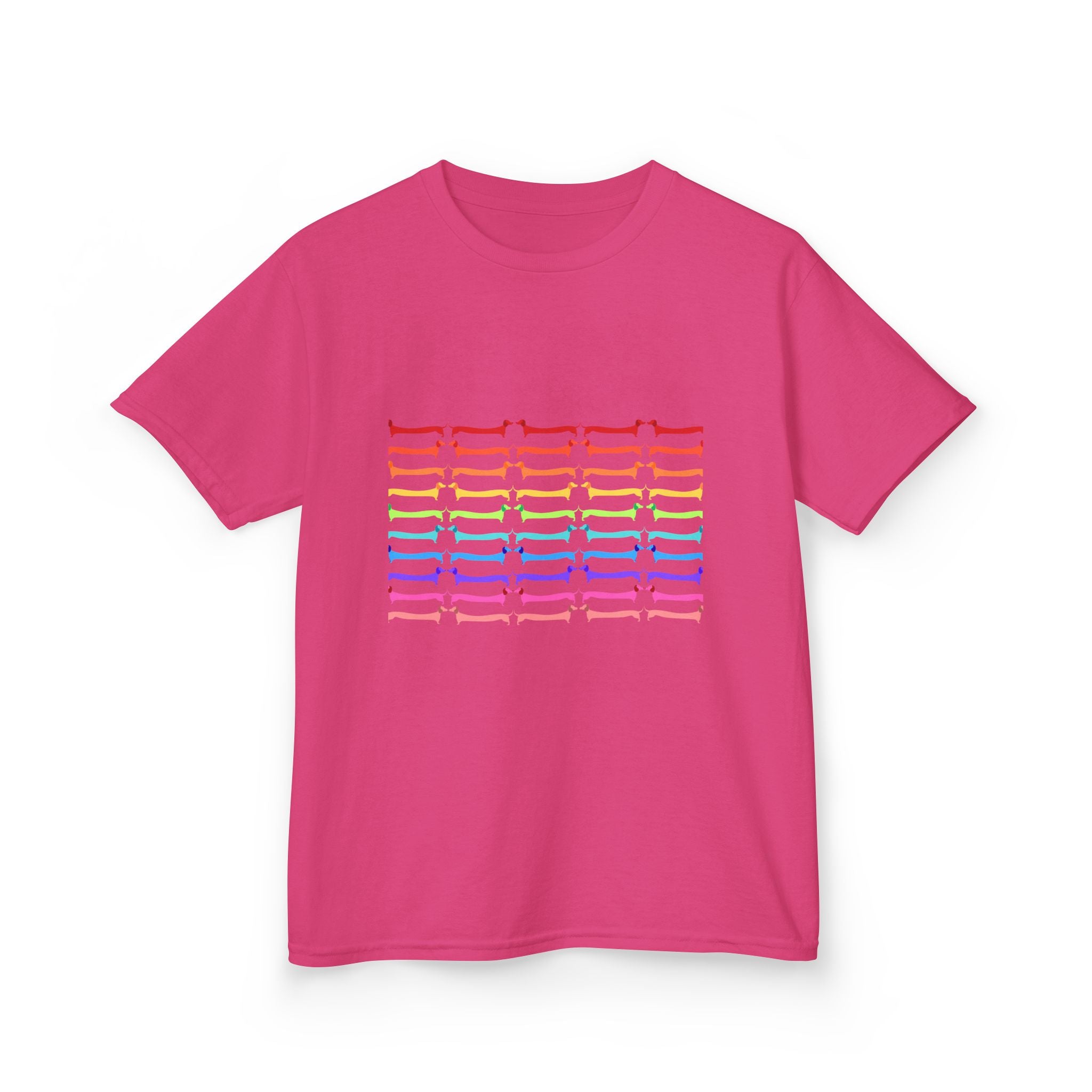 Youth Rainbow Dachshund Pattern Cute Dog Graphic Tee