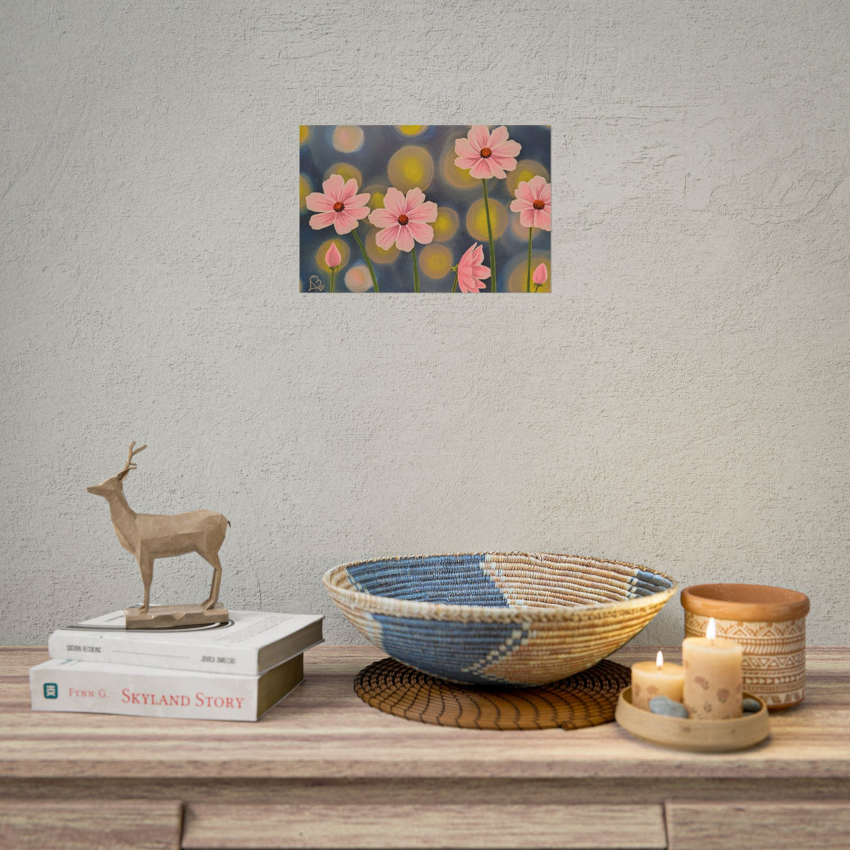 Backlit Flowers Poster — Rolled Wall Art with Bokeh Lights