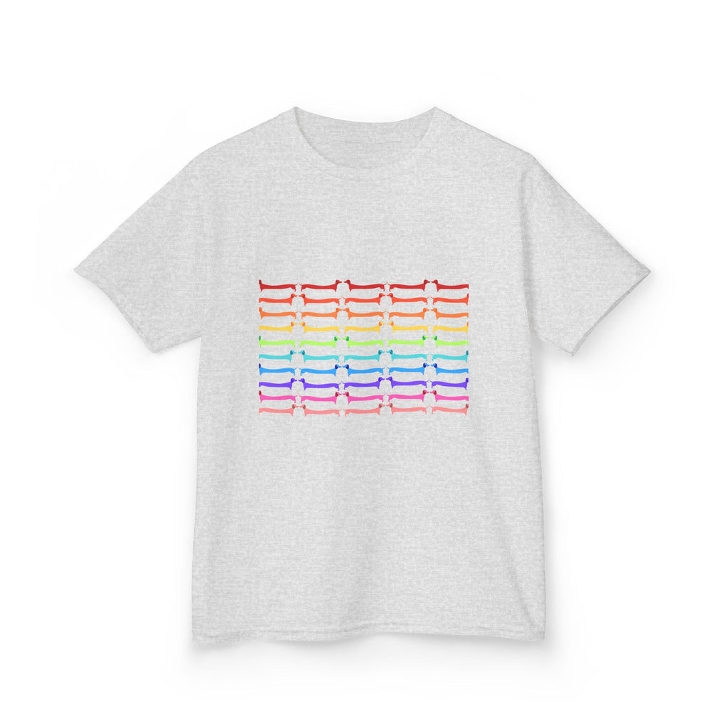 Youth Rainbow Dachshund Pattern Cute Dog Graphic Tee