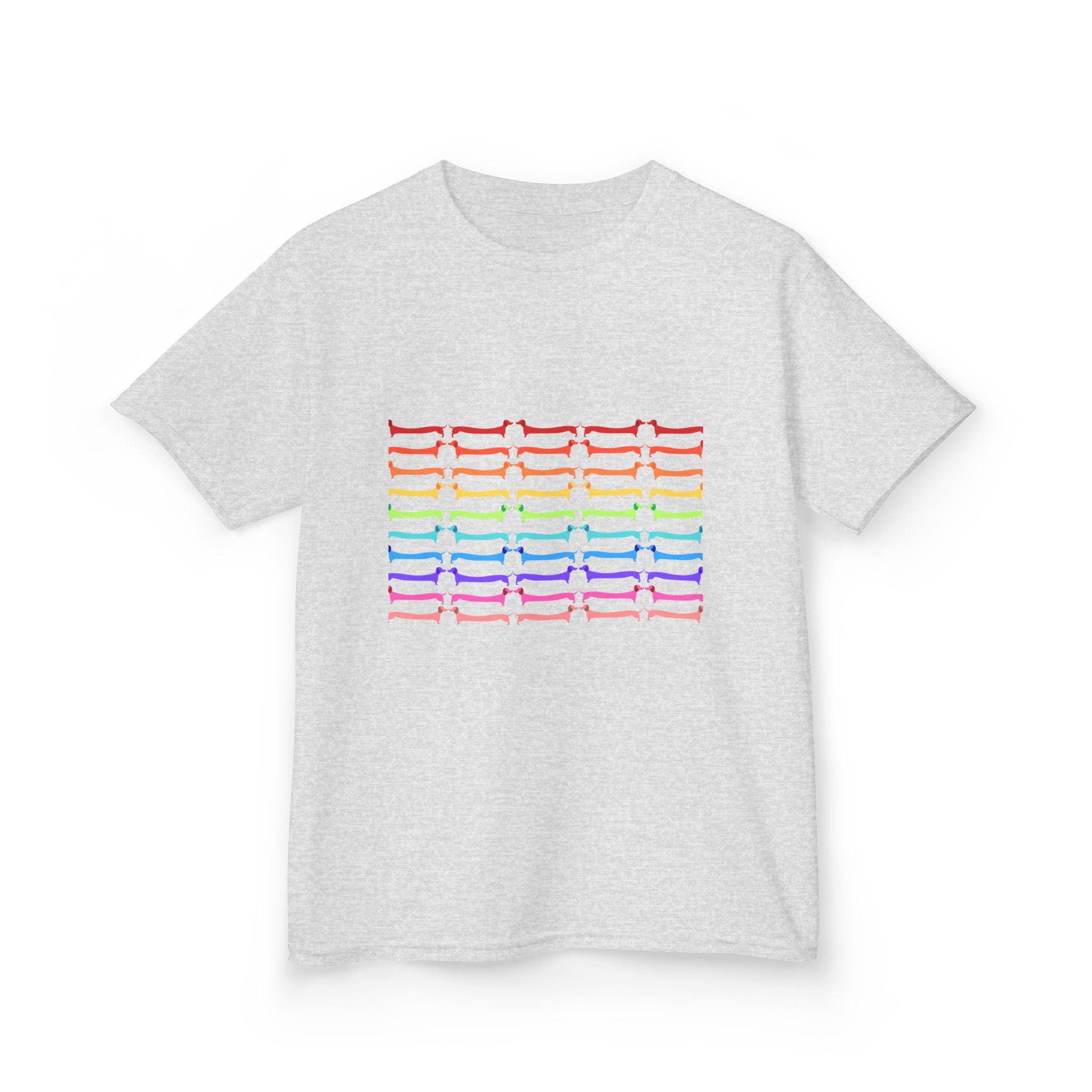 Youth Rainbow Dachshund Pattern Cute Dog Graphic Tee