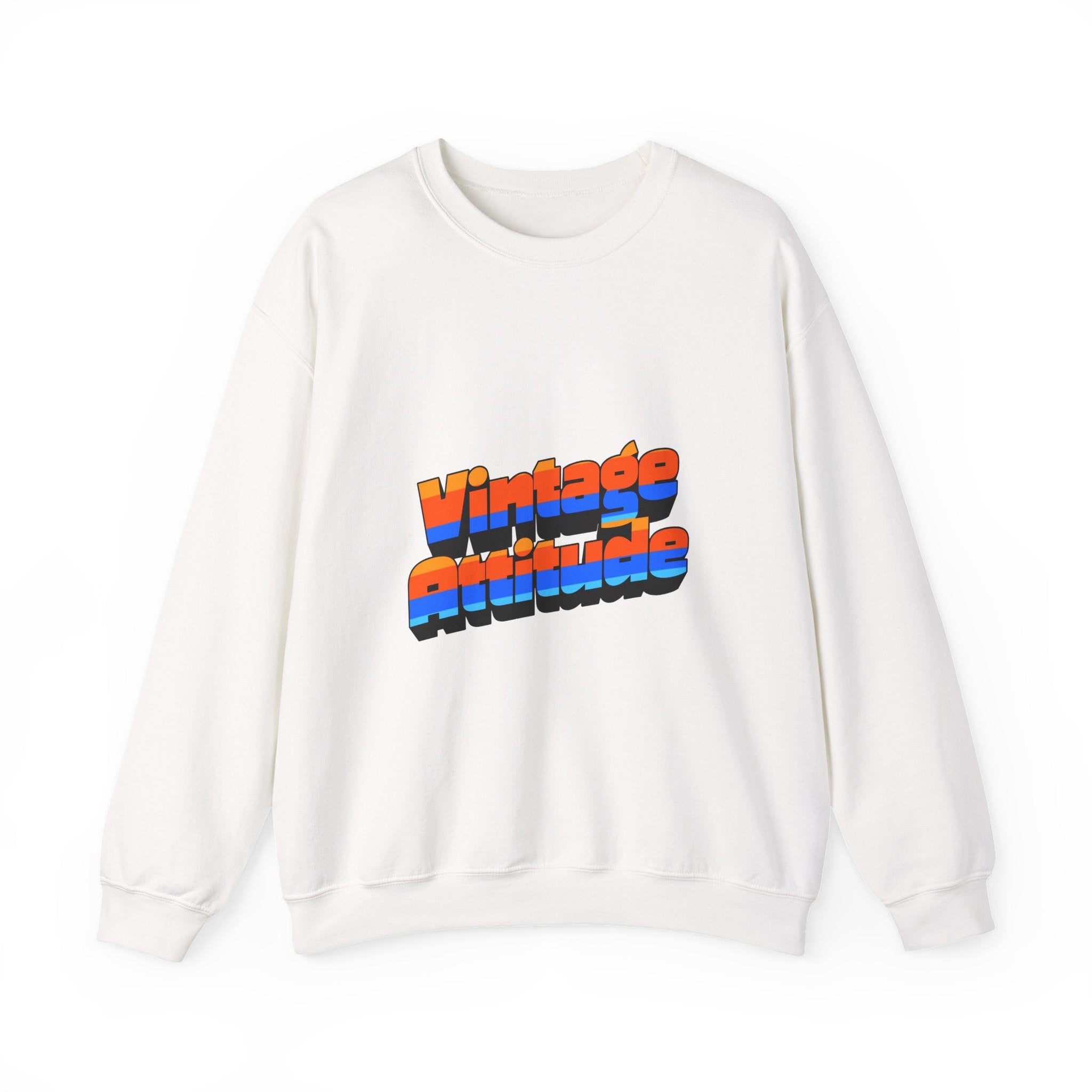 Vintage Attitude Crewneck Sweatshirt — Retro 70s Striped Text Pullover