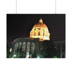 Nighttime Missouri Capitol Dome Rolled Poster — Illuminated Government Building Wall Art