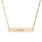 Personalize it! Engraved Paw Bar Necklace - Pet Name Jewelry