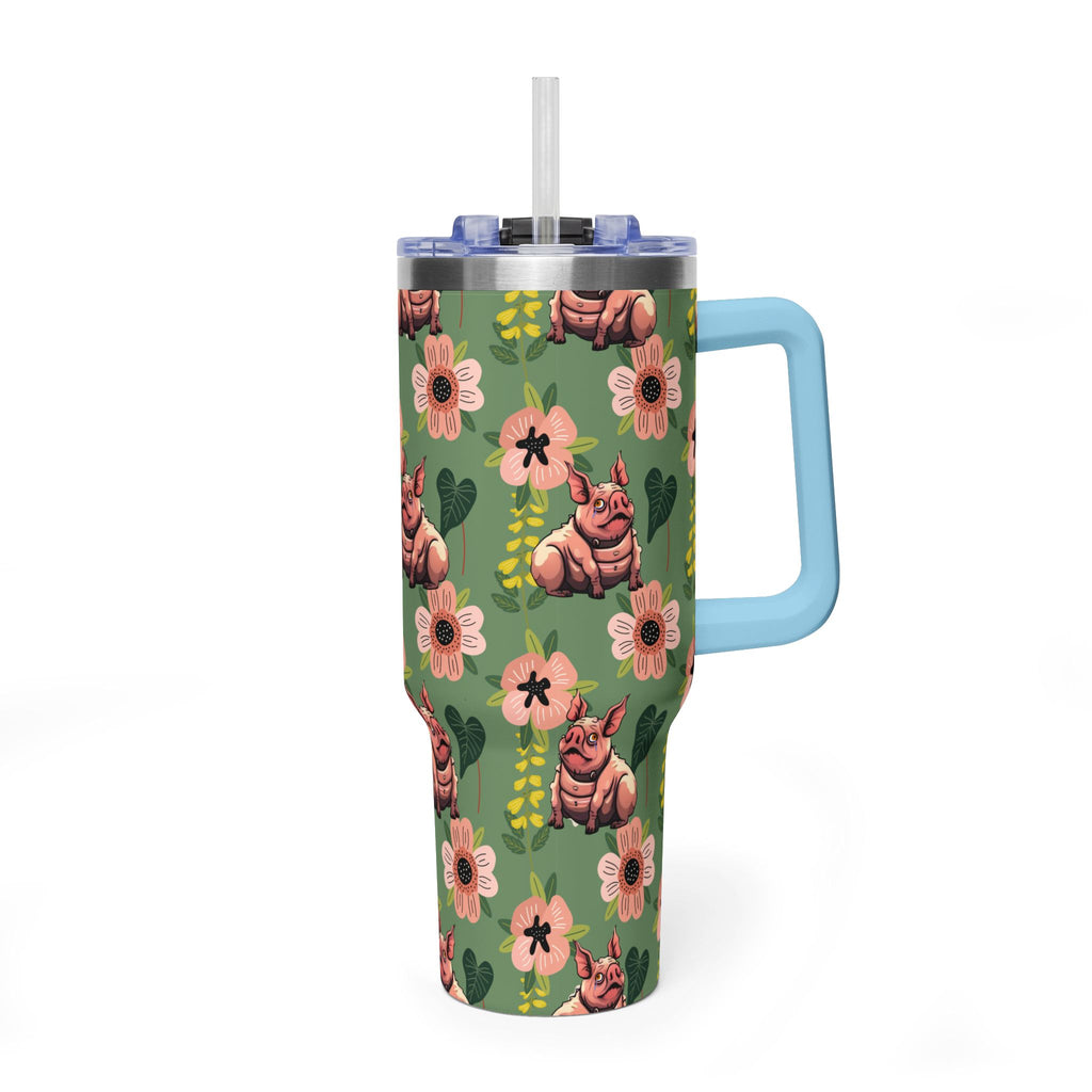 40oz Floral Squonk Tumbler — Insulated Vacuum Travel Mug