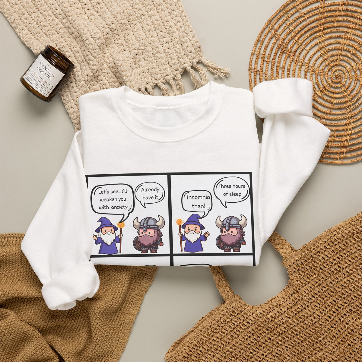 Comic D&D Sweatshirt — Cute Panel Cartoon Crewneck