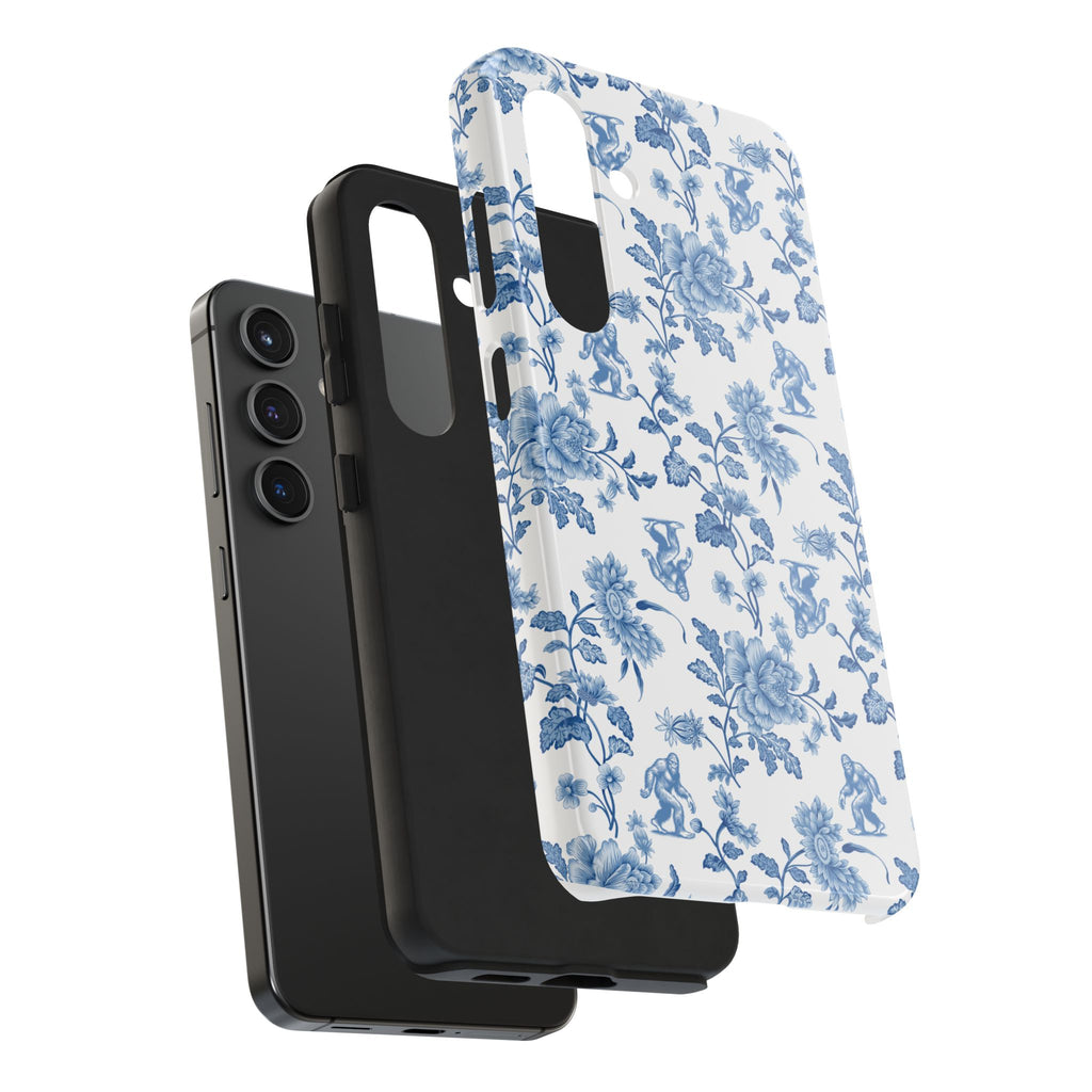 Bigfoot Floral Porcelain Tough Phone Case — Vintage Delft Pattern Protective Phone Case