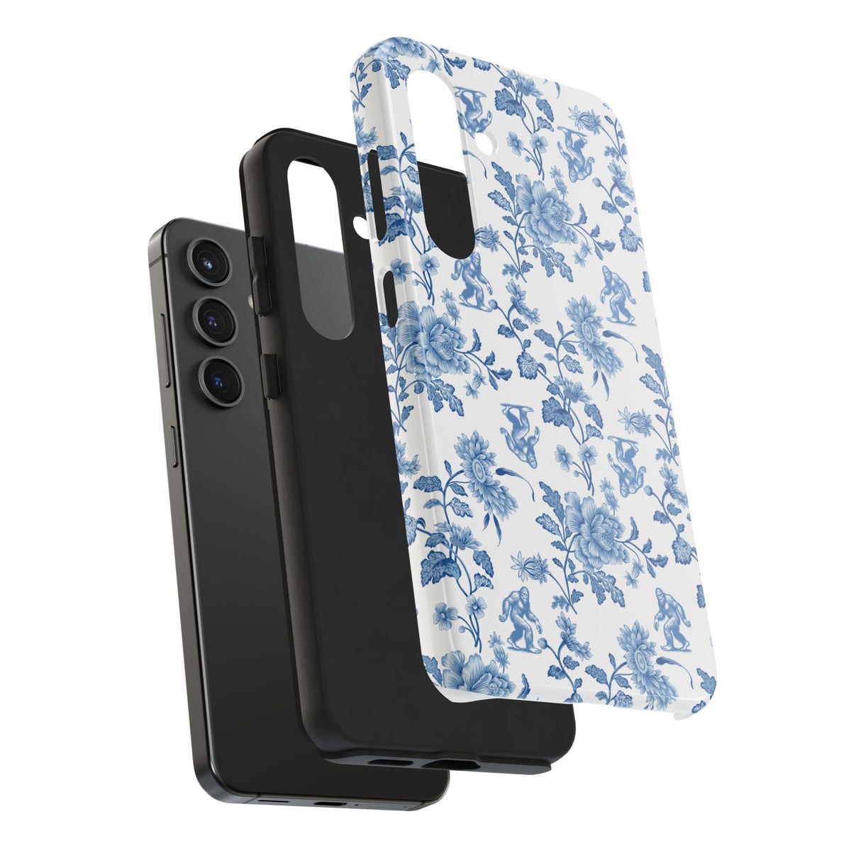Bigfoot Floral Porcelain Tough Phone Case — Vintage Delft Pattern Protective Phone Case