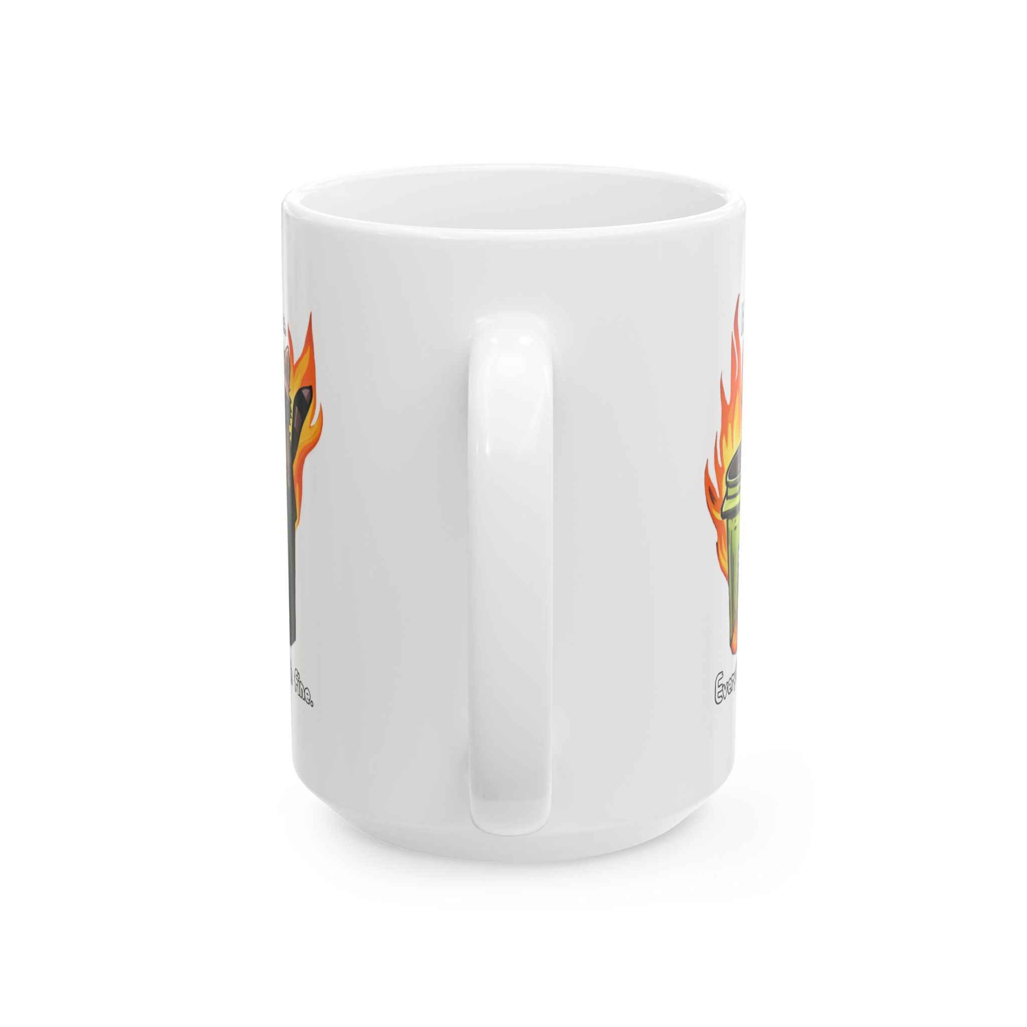 "It's Fine-Everything is Fine" Ceramic Mug — Bold Retro Fire Graphic Coffee Cup (11oz & 15oz)