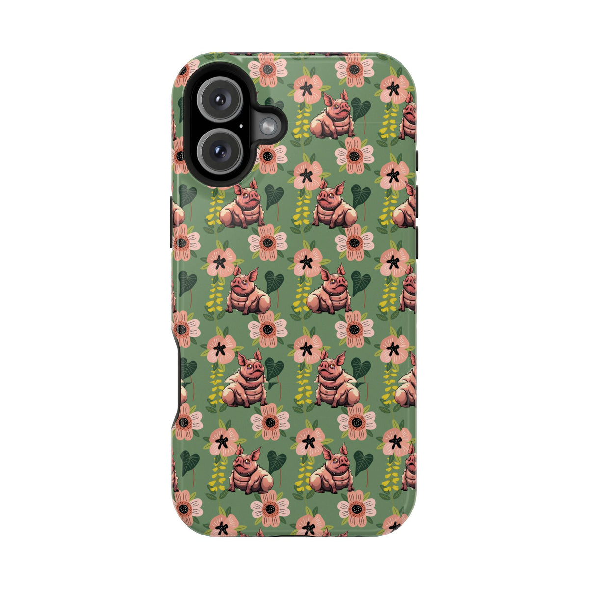 Floral Squonk Pattern Impact Phone Case — Protective iPhone Cover with Pink Flowers