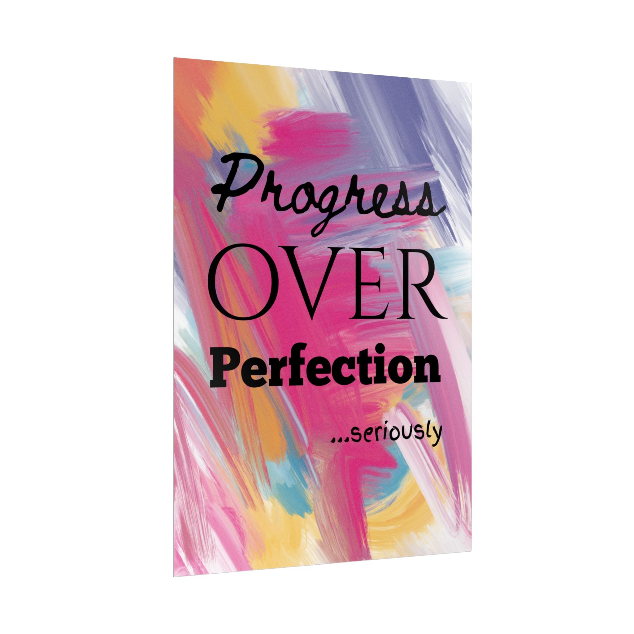 "Progress Over Perfection" – Motivational Wall Art for Office, Studio & Classroom