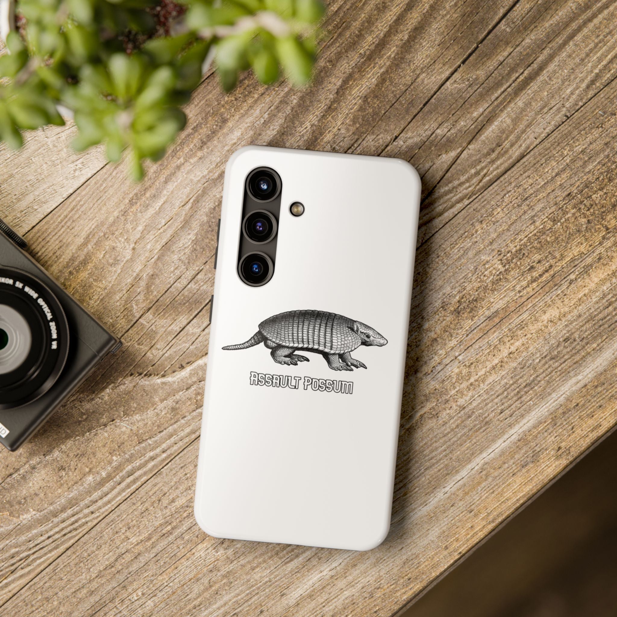 Tough Phone Case — "Assault Possum" Armadillo Graphic, Rugged Protective Phone Cover