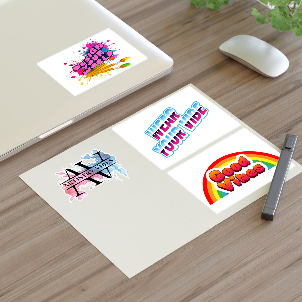 Vibrant Vibes Sticker Sheet – Artistry, Good Vibes & Wear Your Vibe Decals
