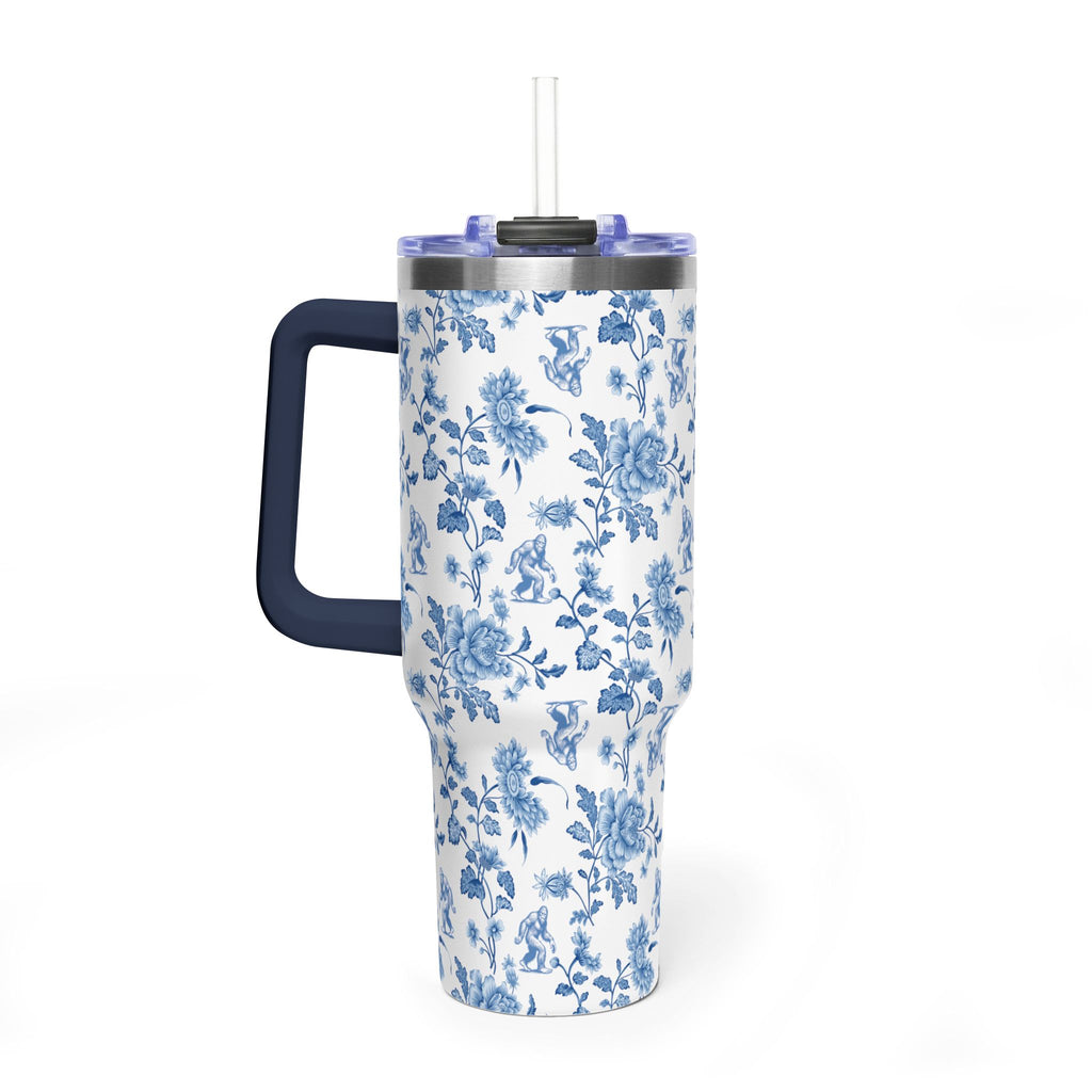 40oz Bigfoot Floral Vacuum Tumbler – Insulated Travel Mug with Straw