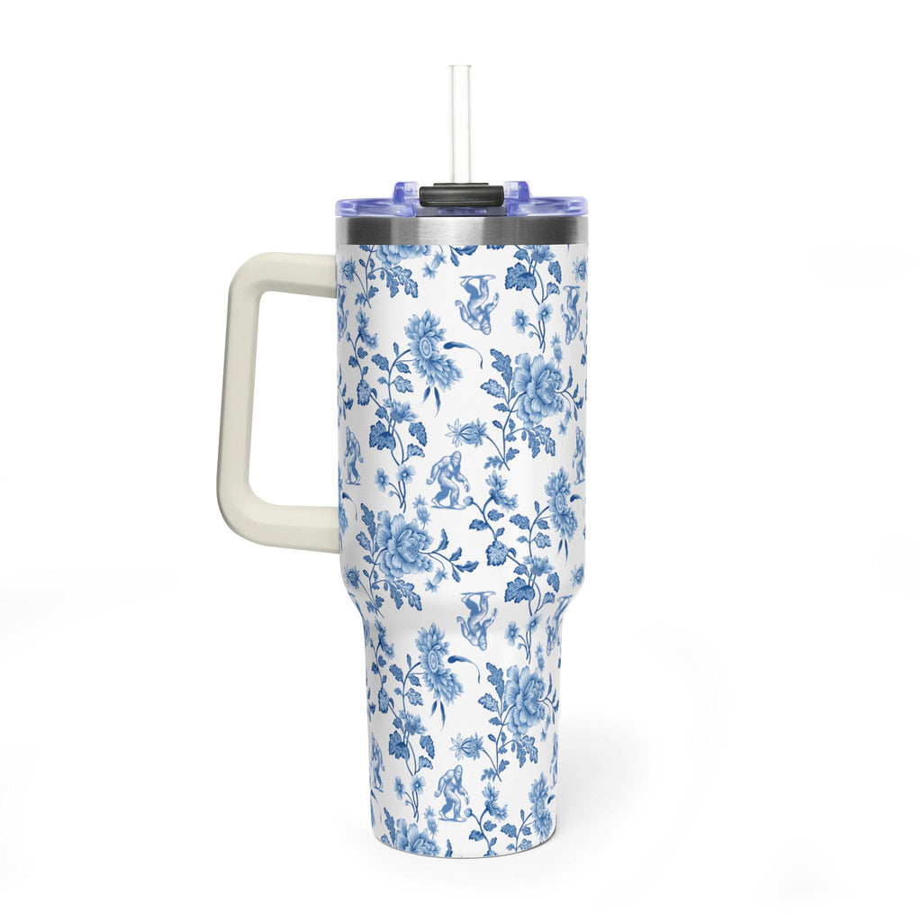 40oz Bigfoot Floral Vacuum Tumbler – Insulated Travel Mug with Straw