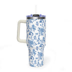 40oz Bigfoot Floral Vacuum Tumbler – Insulated Travel Mug with Straw