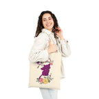 Tote Bag — "The Horrors Persist but so Do I" Floral Purple Cat Canvas Tote