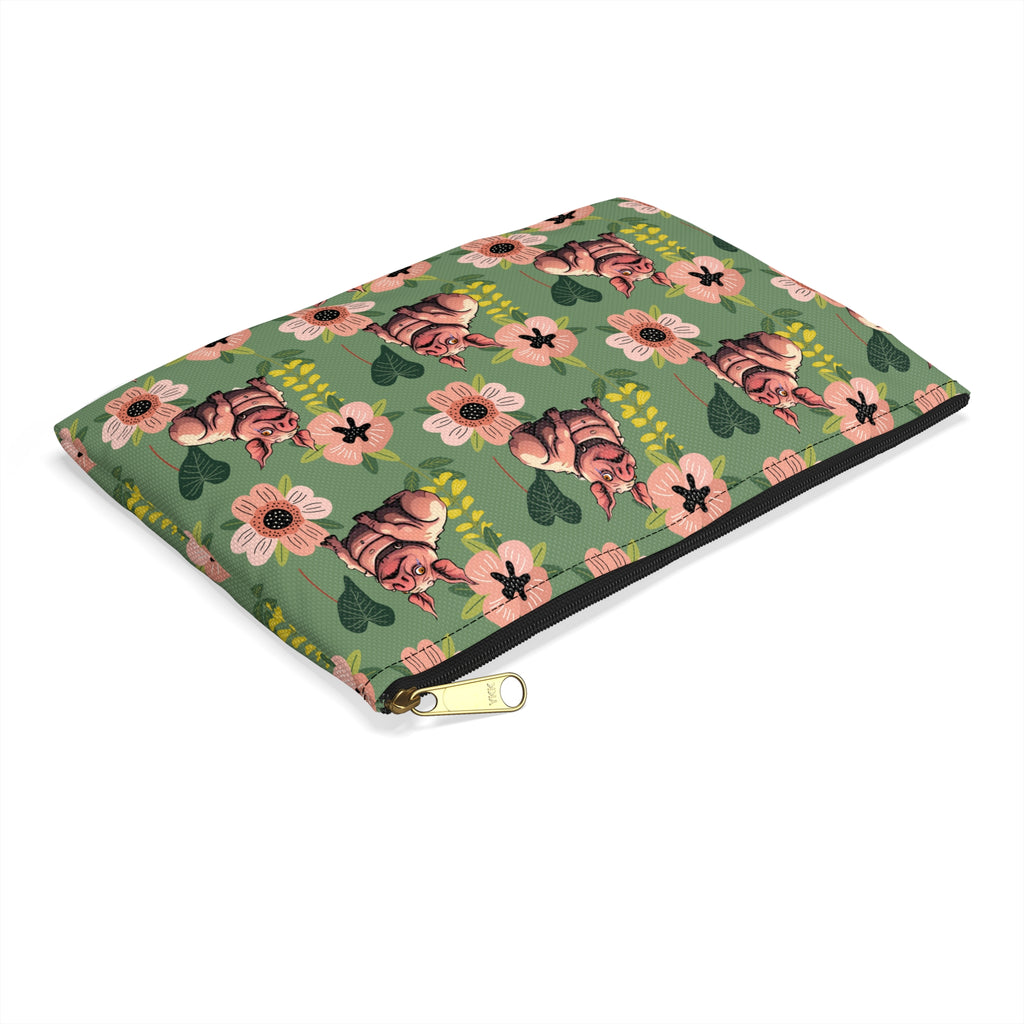Floral Squonk Accessory Pouch — Cute Cryptid Makeup & Travel Zipper Bag