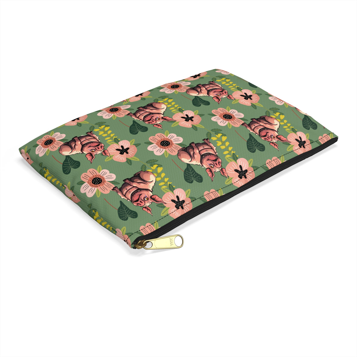 Floral Squonk Accessory Pouch — Cute Cryptid Makeup & Travel Zipper Bag