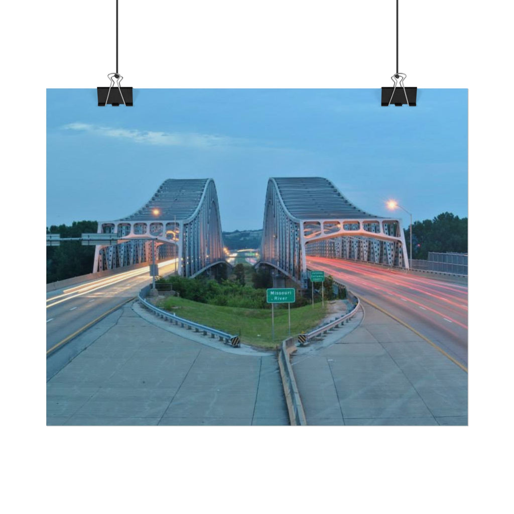 Twilight Bridge Rolled Poster — Long-Exposure Cityscape Wall Art