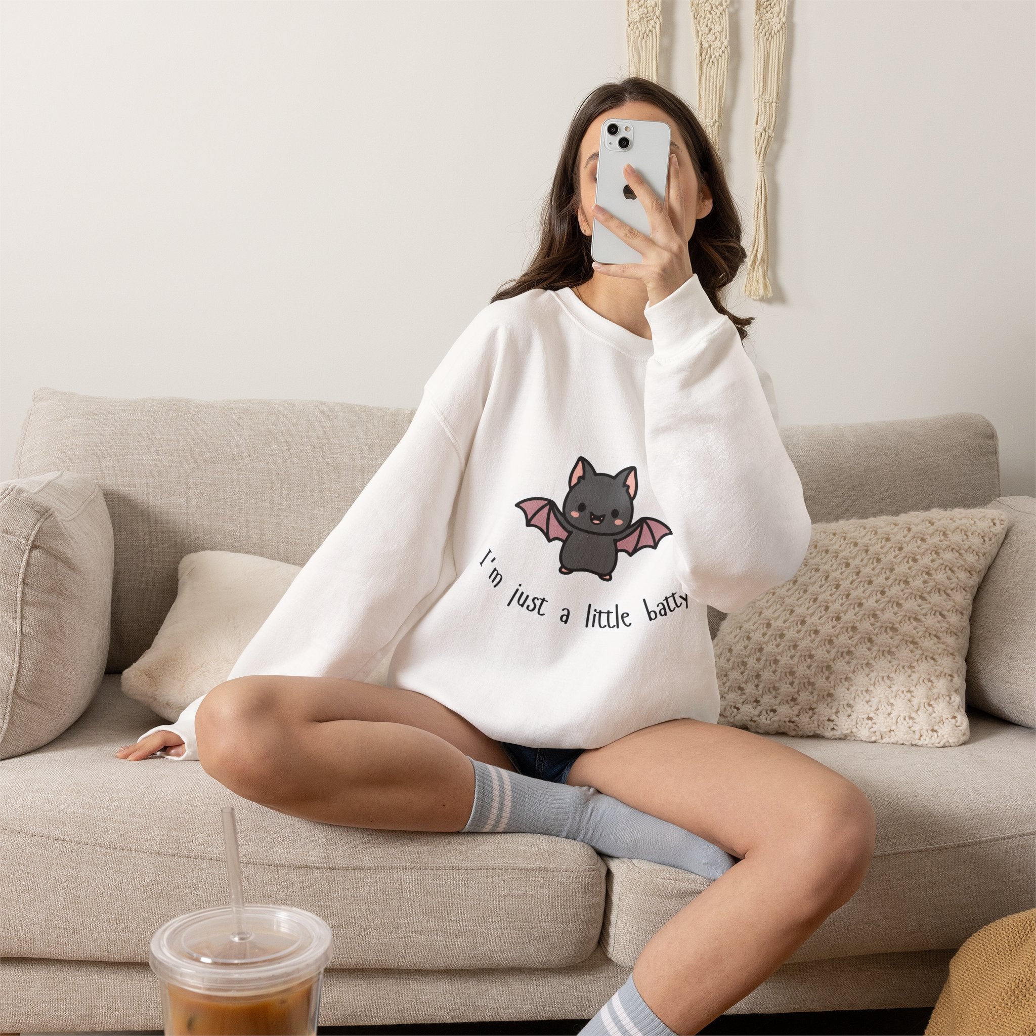 Bat Cute Sweatshirt — "I'm Just a Little Batty" Graphic Crewneck