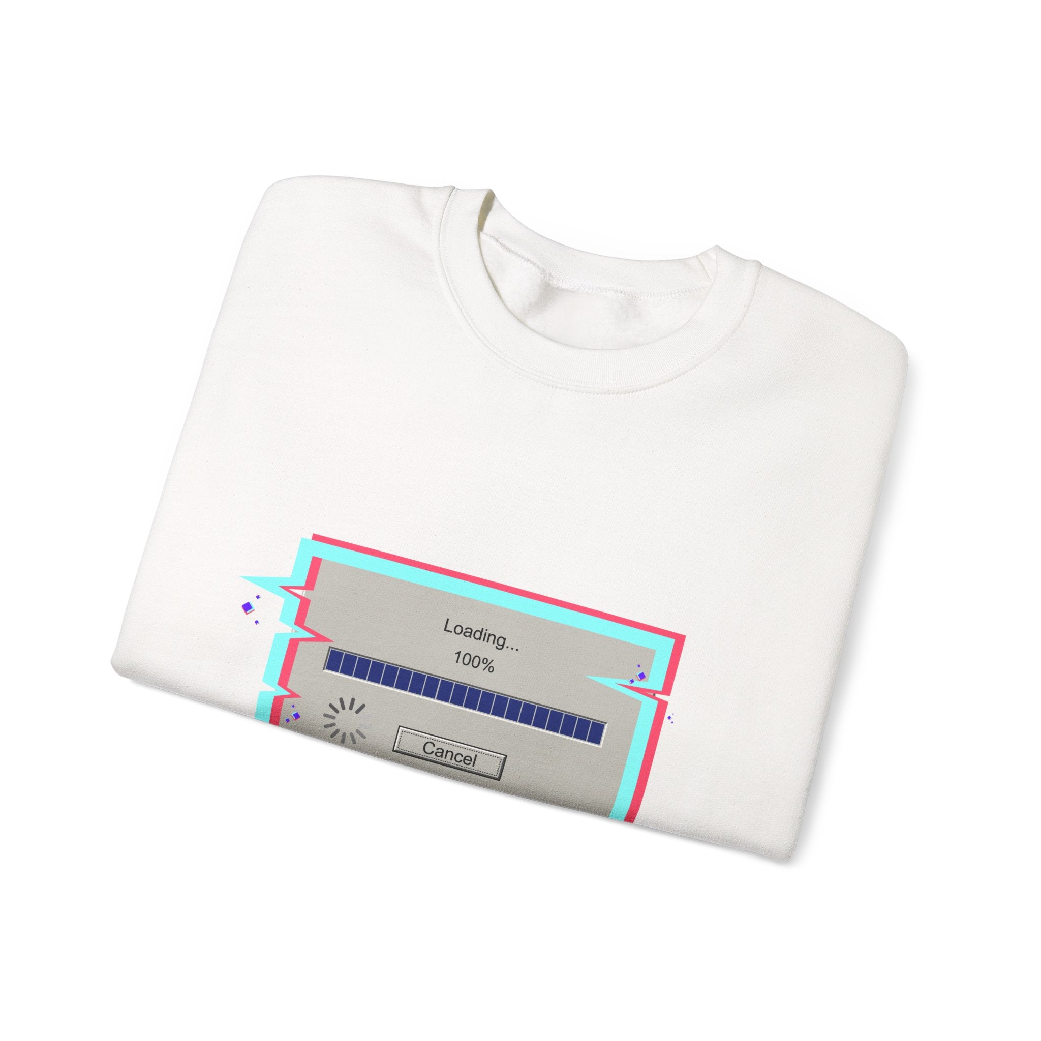 Crewneck Sweatshirt — "Rendering reality... please wait" Retro Loading Graphic