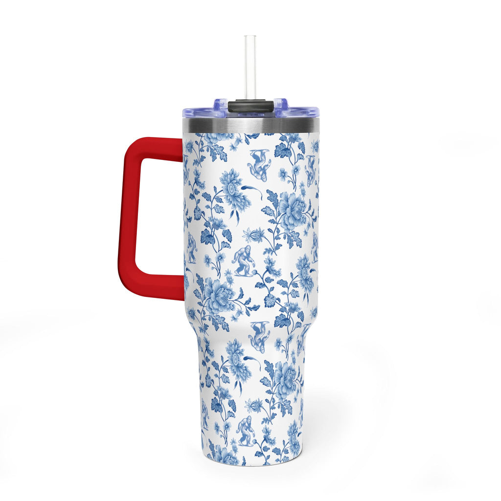 40oz Bigfoot Floral Vacuum Tumbler – Insulated Travel Mug with Straw
