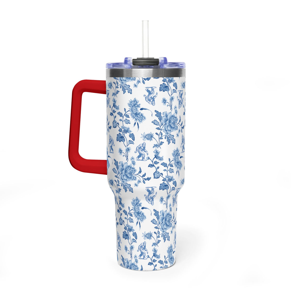 40oz Bigfoot Floral Vacuum Tumbler – Insulated Travel Mug with Straw
