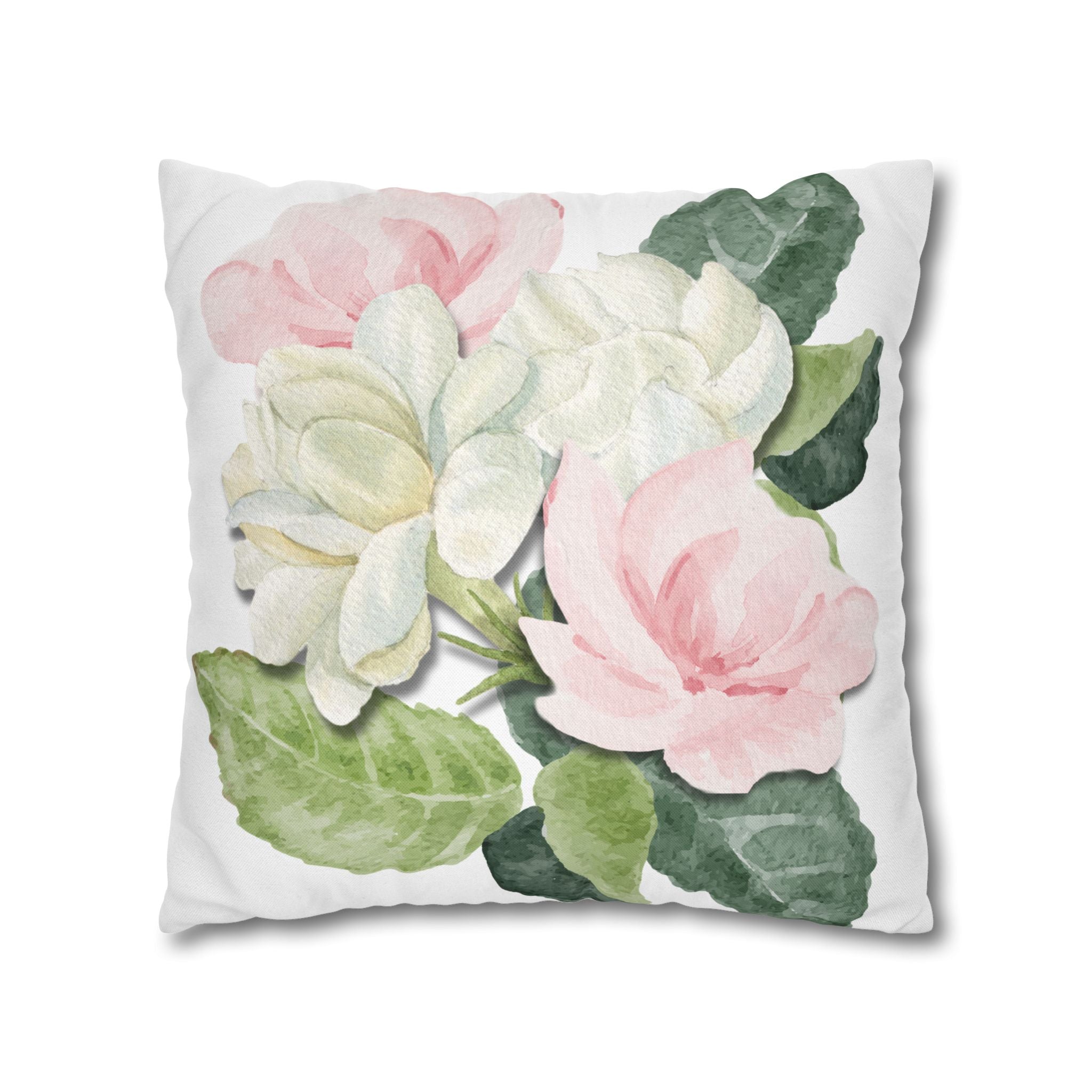Peony Floral Garden Pillowcase — Pink & White Decorative Throw Pillowcase