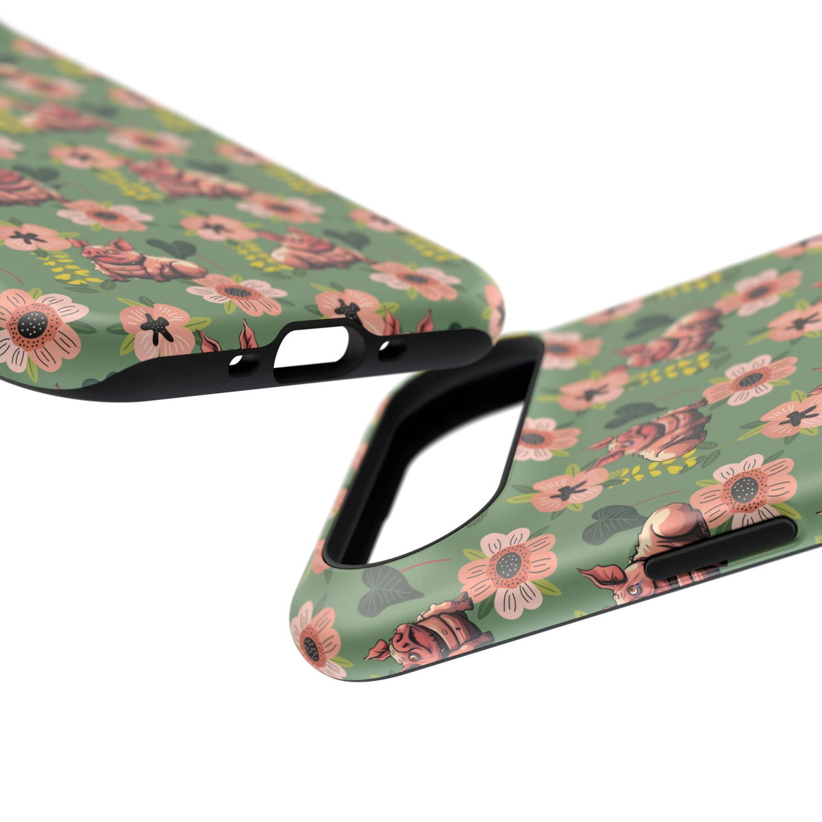 Floral Squonk Pattern Impact Phone Case — Protective iPhone Cover with Pink Flowers
