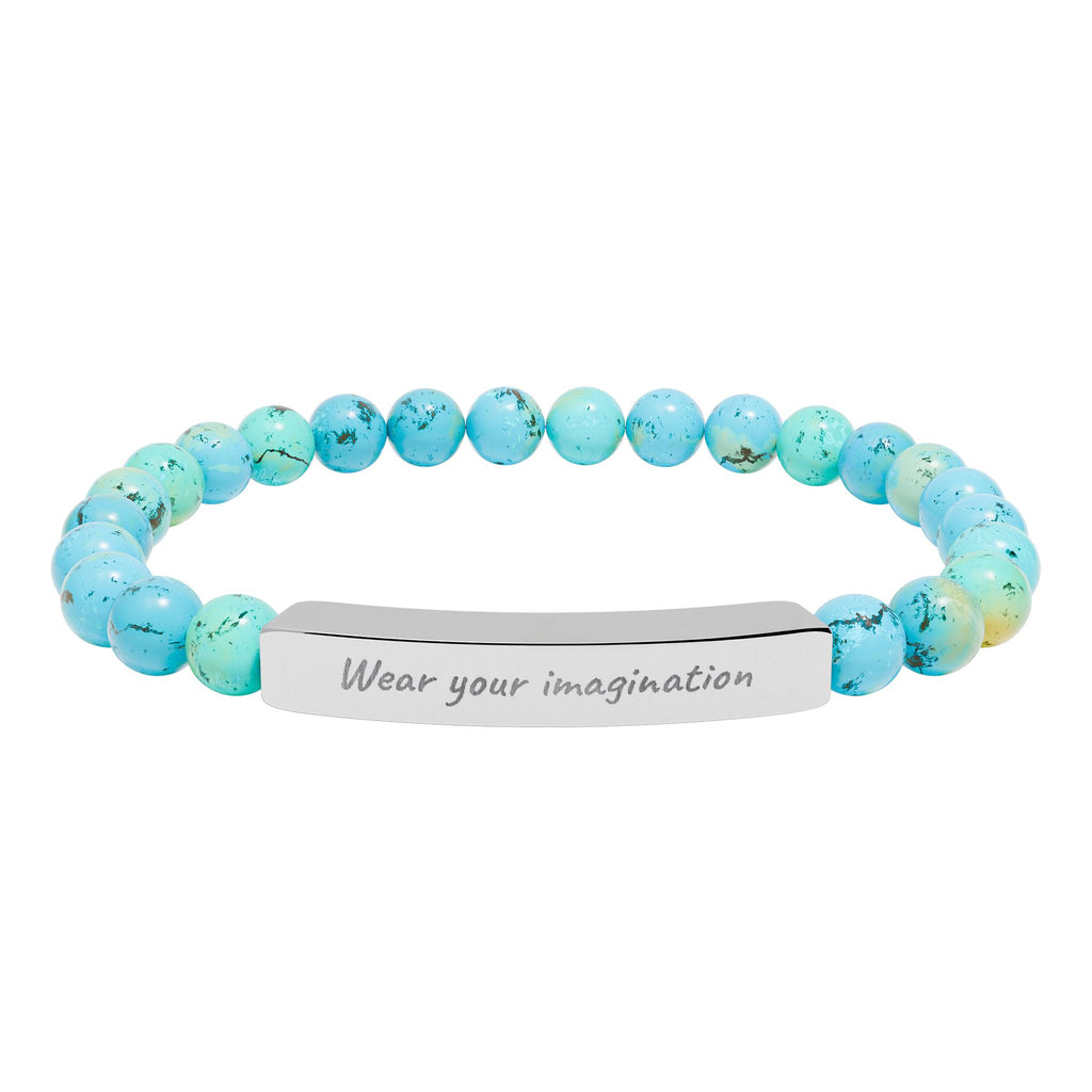 Personalize it! Natural Stone Stretch Bracelet 'Wear Your Imagination' Bar