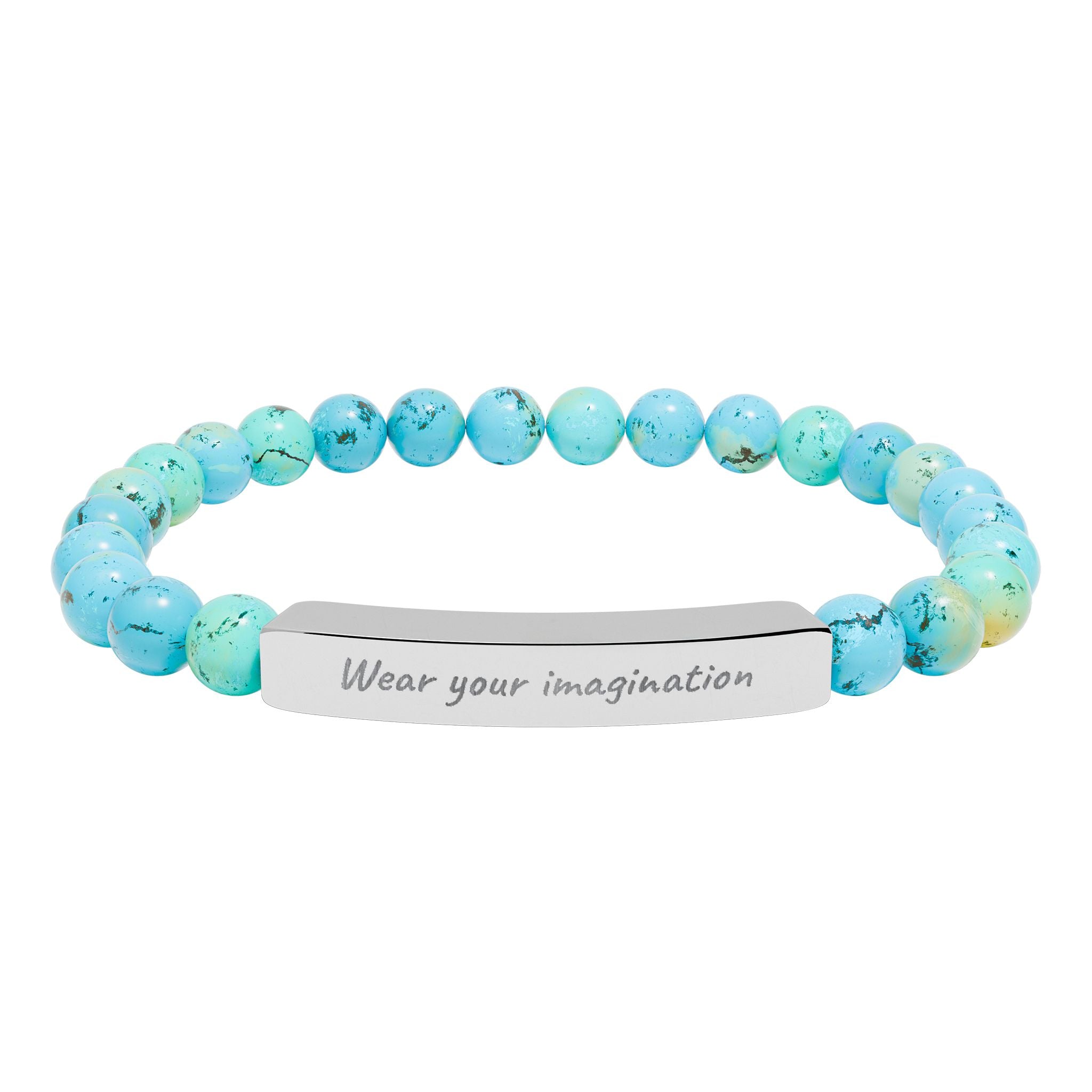 Personalize it! Natural Stone Stretch Bracelet 'Wear Your Imagination' Bar