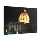 Nighttime Missouri Capitol Dome Rolled Poster — Illuminated Government Building Wall Art
