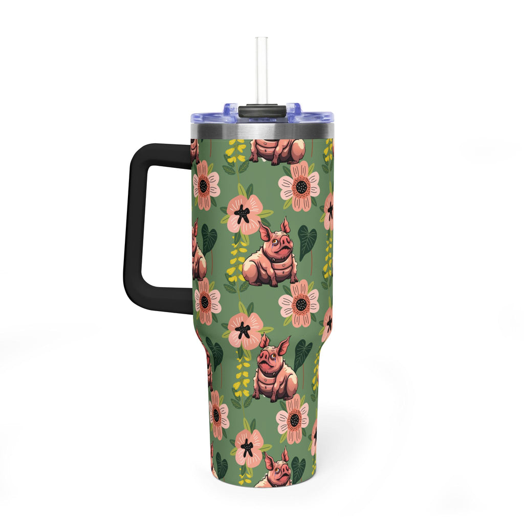40oz Floral Squonk Tumbler — Insulated Vacuum Travel Mug