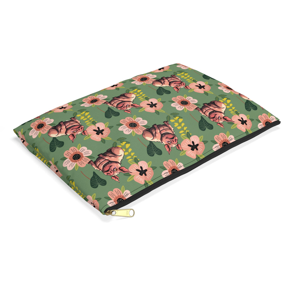 Floral Squonk Accessory Pouch — Cute Cryptid Makeup & Travel Zipper Bag