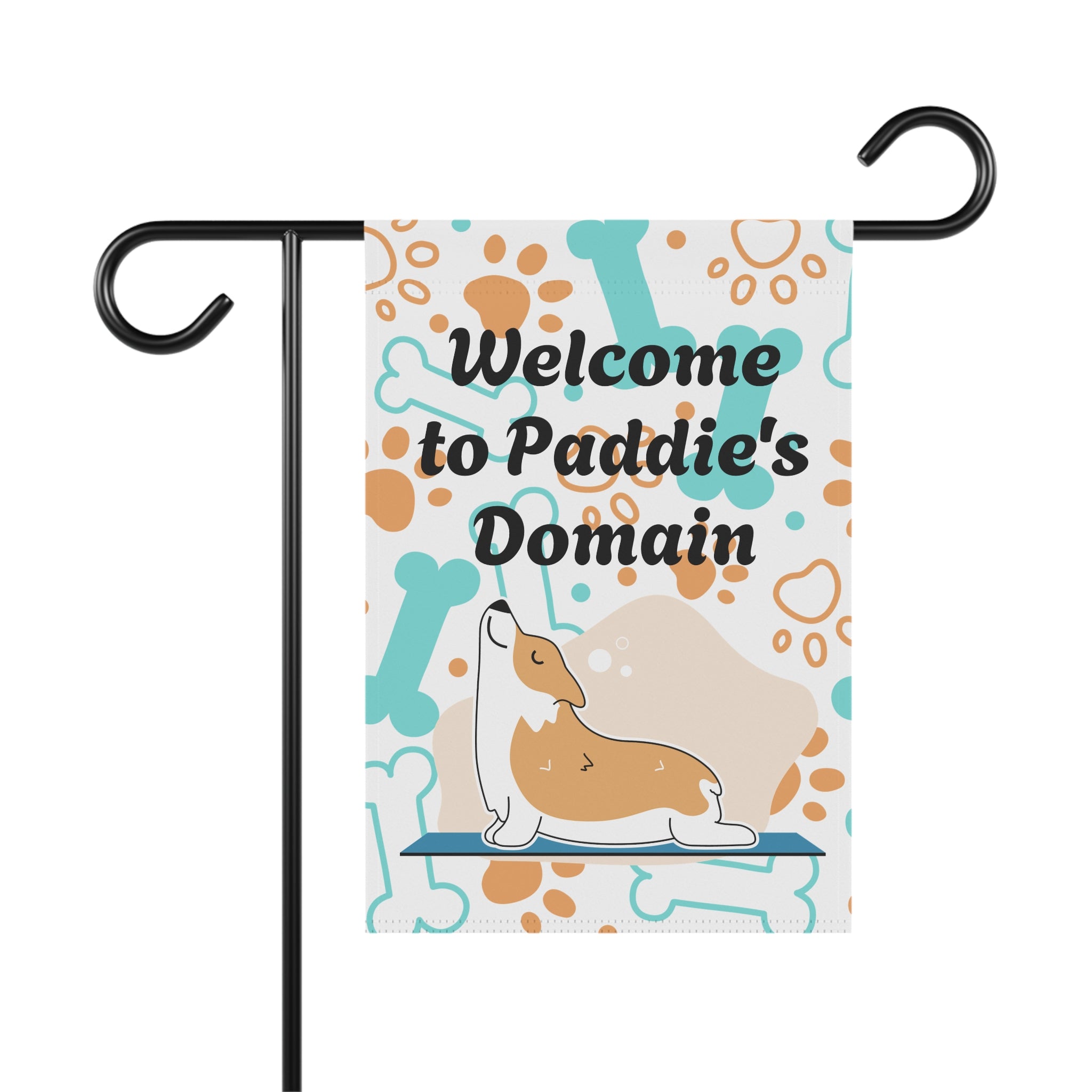 Personalize it! Corgi Garden Flag - "Welcome to Paddie's Domain" Decorative House Banner