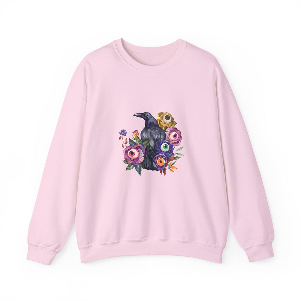 Surreal Raven & Wildflowers Crewneck Sweatshirt