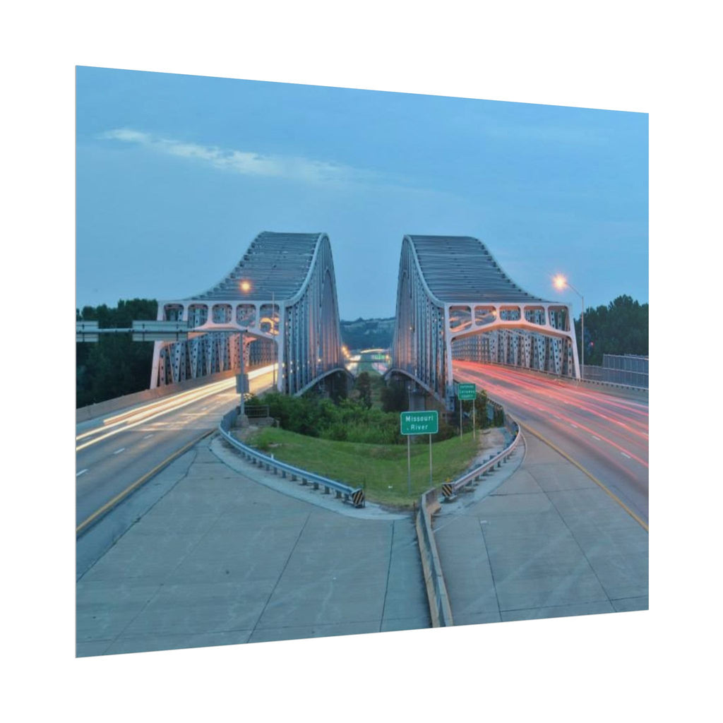 Twilight Bridge Rolled Poster — Long-Exposure Cityscape Wall Art