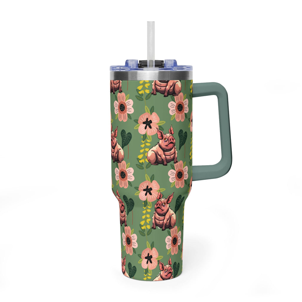 40oz Floral Squonk Tumbler — Insulated Vacuum Travel Mug